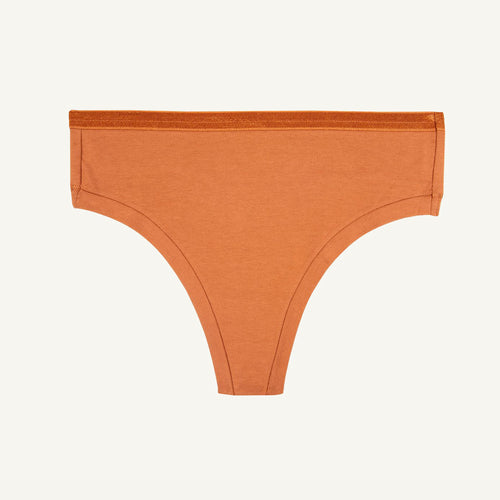 Organic Cotton Mid-Rise Thong in Spice