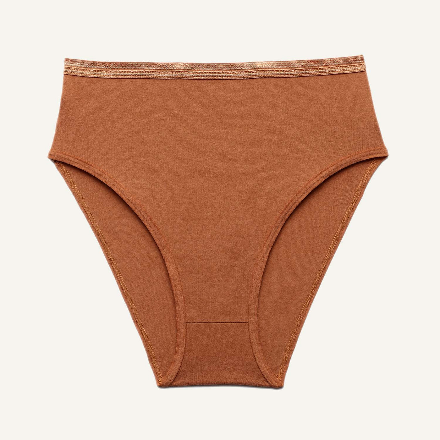 A high rise brief in spice brown color.