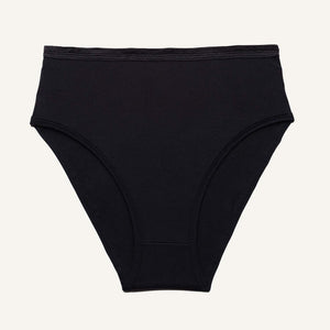 A high rise brief in carbon black color.