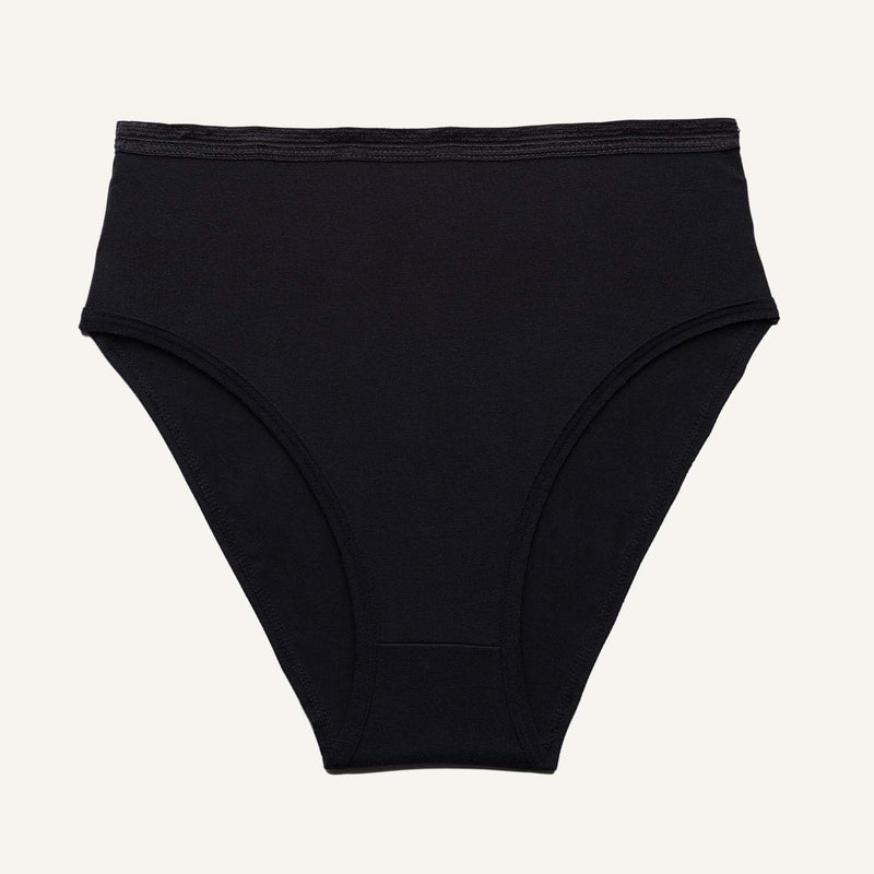 A high rise brief in carbon black color.