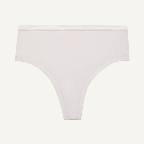 A high rise thong in cloud nine white color.