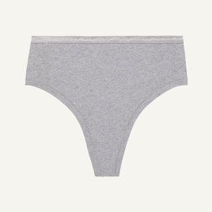 A high rise thong in lunar gray color.