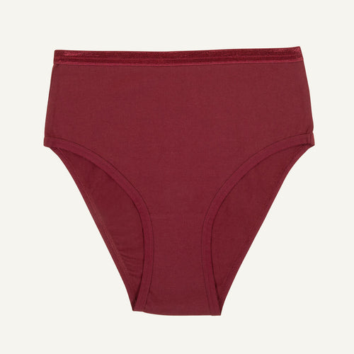 Organic Cotton High-Rise Brief in Garnet