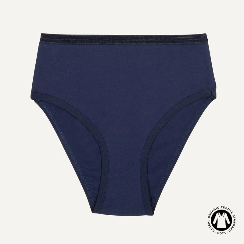 Organic Cotton High-Rise Brief in Marine