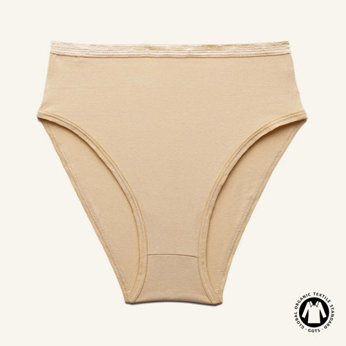Organic Cotton High-Rise Brief in Wheat