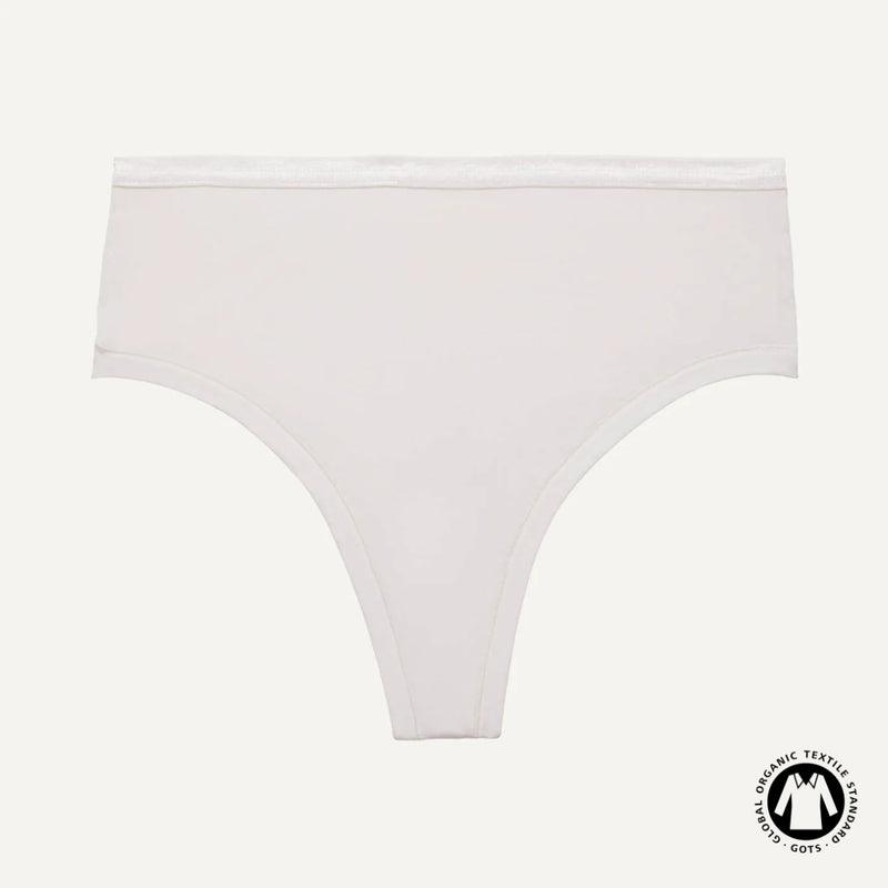 Organic Cotton High-Rise Thong in Cloud Nine