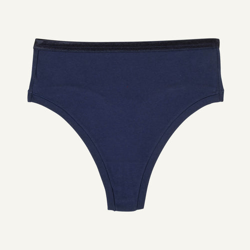 Organic Cotton High-Rise Thong in Marine