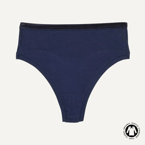 Organic Cotton High-Rise Thong in Marine