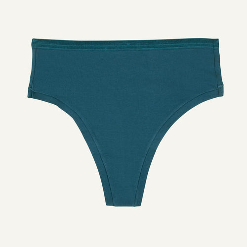 Organic Cotton High-Rise Thong in Meridian