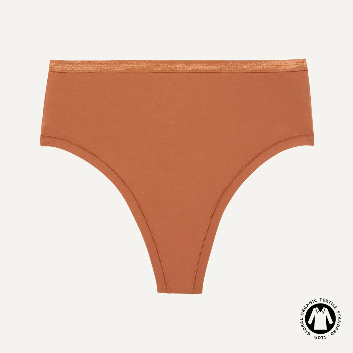 Organic Cotton High-Rise Thong in Spice