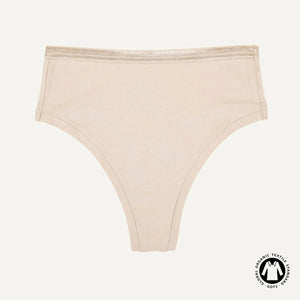 Organic Cotton High-Rise Thong in Stone