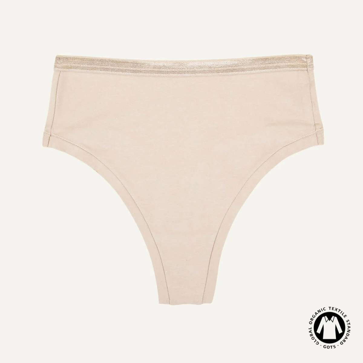 Organic Cotton High-Rise Thong in Stone