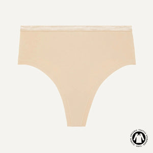 Organic Cotton High-Rise Thong in Wheat