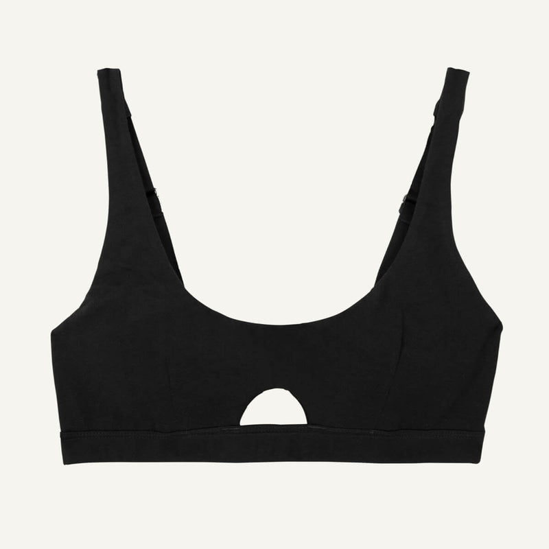 Organic Cotton Keyhole Soft Bra in Carbon
