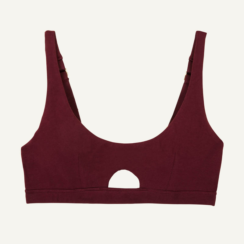 Organic Cotton Keyhole Soft Bra in Garnet