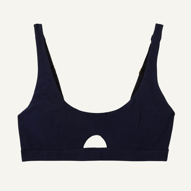 Organic Cotton Keyhole Soft Bra in Marine