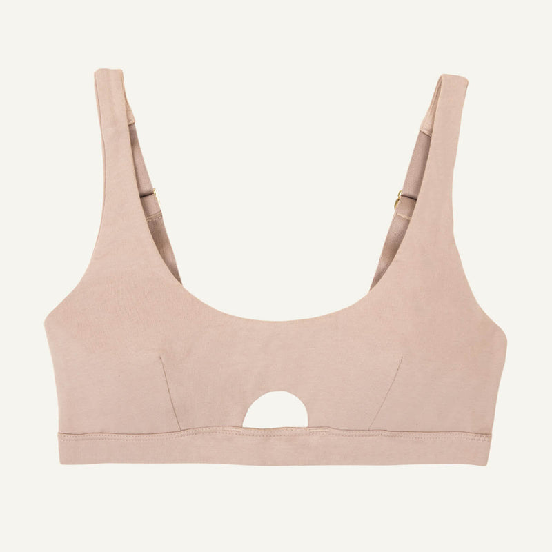 Organic Cotton Keyhole Soft Bra in Stone