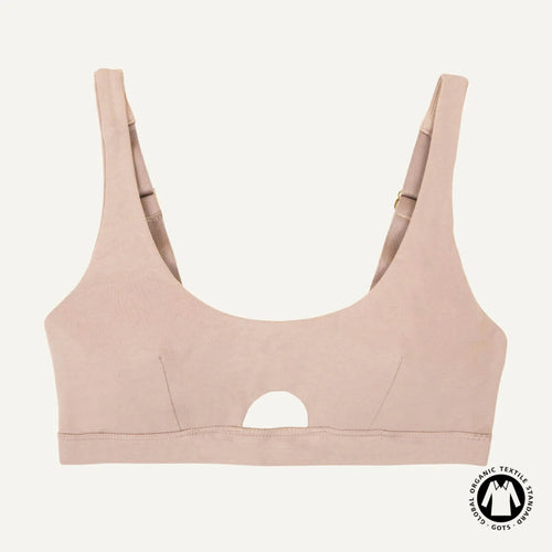 Organic Cotton Keyhole Soft Bra in Stone