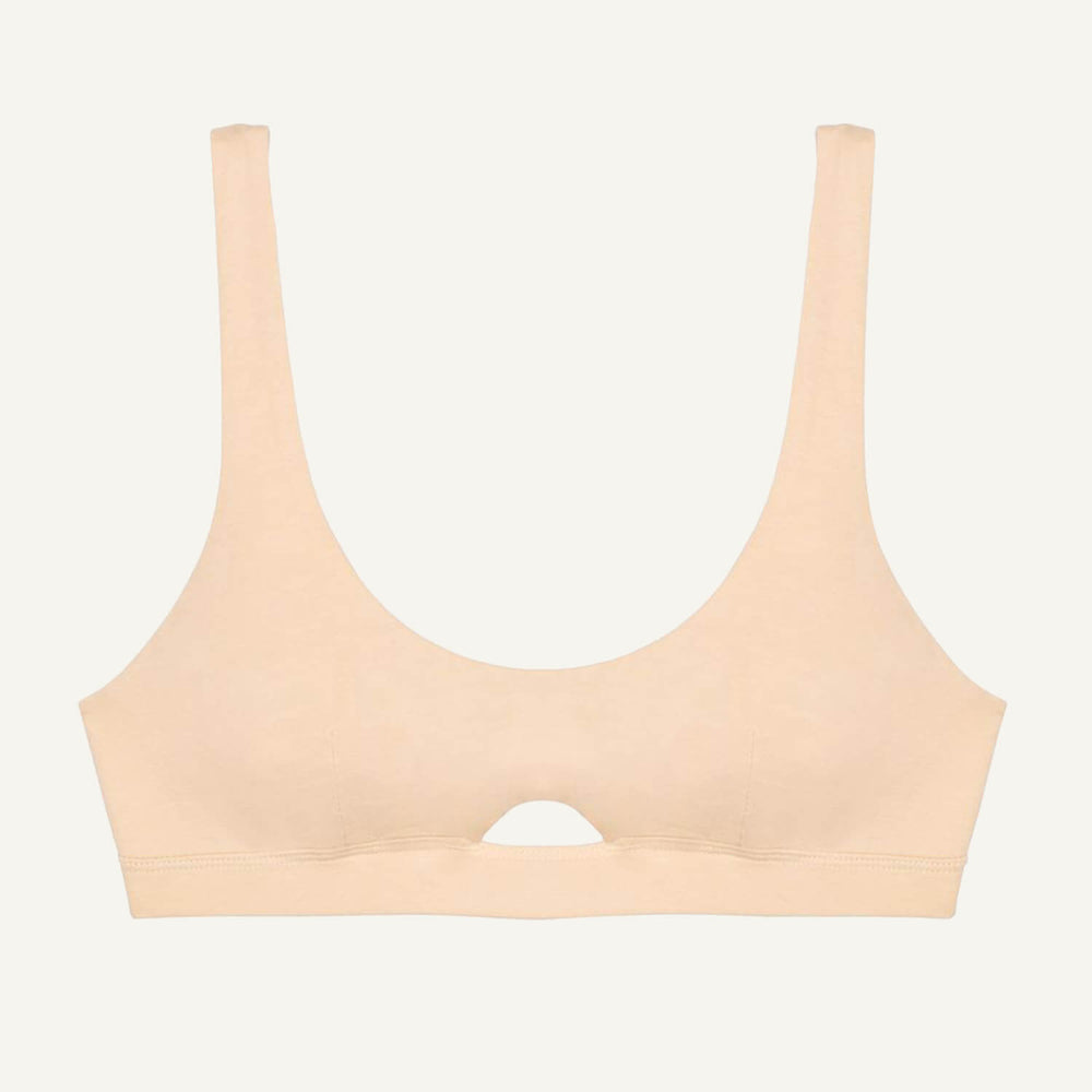Organic Cotton Keyhole Soft Bra in Wheat