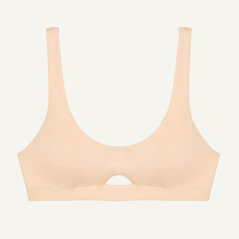 Organic Cotton Keyhole Soft Bra in Wheat