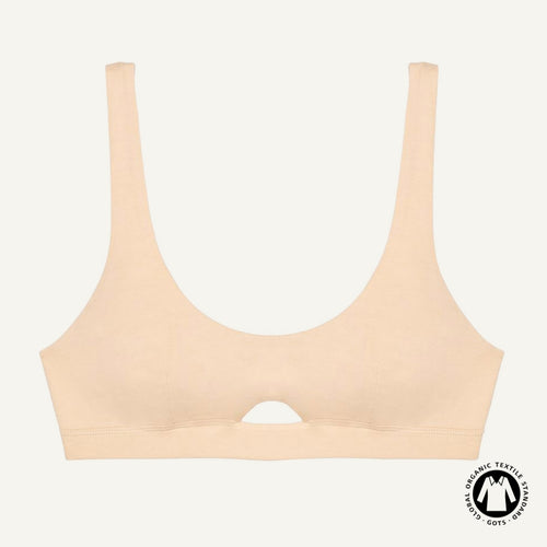 Organic Cotton Keyhole Soft Bra in Wheat