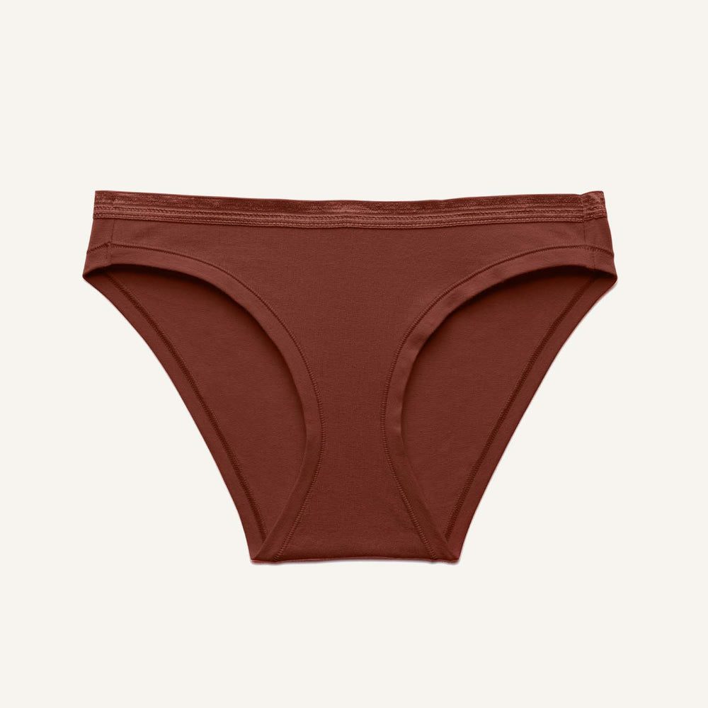 Organic Cotton Low-Rise Bikini in Cacao (with Leg Elastic)