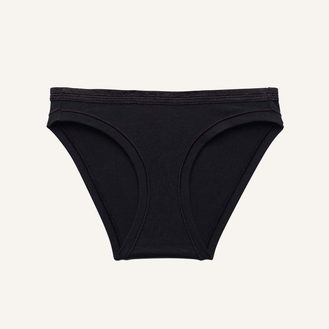 A low rise bikini in carbon black color.