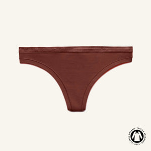 Organic Cotton Low-Rise Thong in Cacao