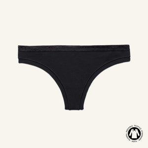 Organic Cotton Low-Rise Thong in Carbon