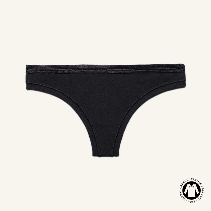 Organic Cotton Low-Rise Thong in Carbon