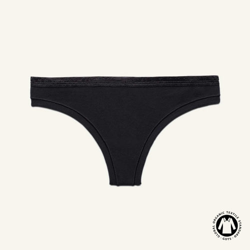 Organic Cotton Low-Rise Thong in Carbon