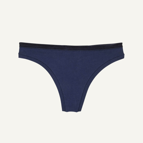 Organic Cotton Low-Rise Thong in Marine