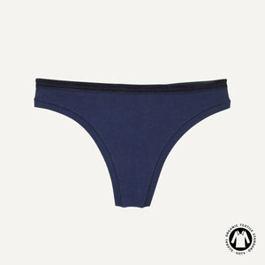 Organic Cotton Low-Rise Thong in Marine