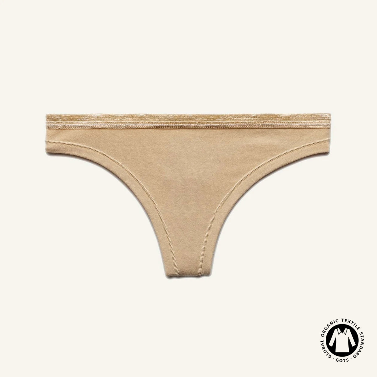 Organic Cotton Low-Rise Thong in Wheat