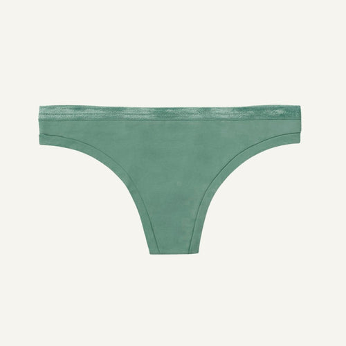 Organic Cotton Low-Rise Thong in Willow