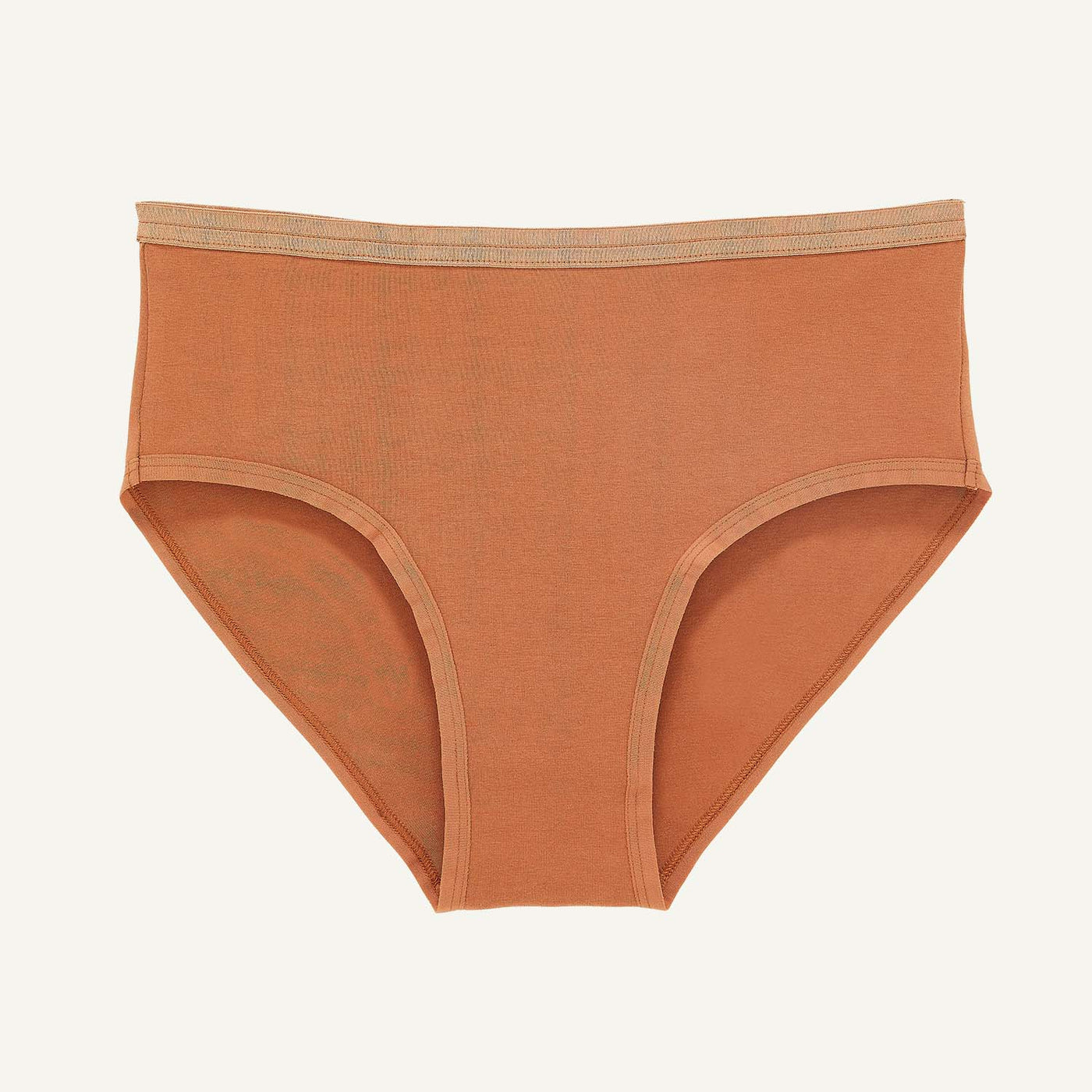 A mid rise brief in spice brown color.