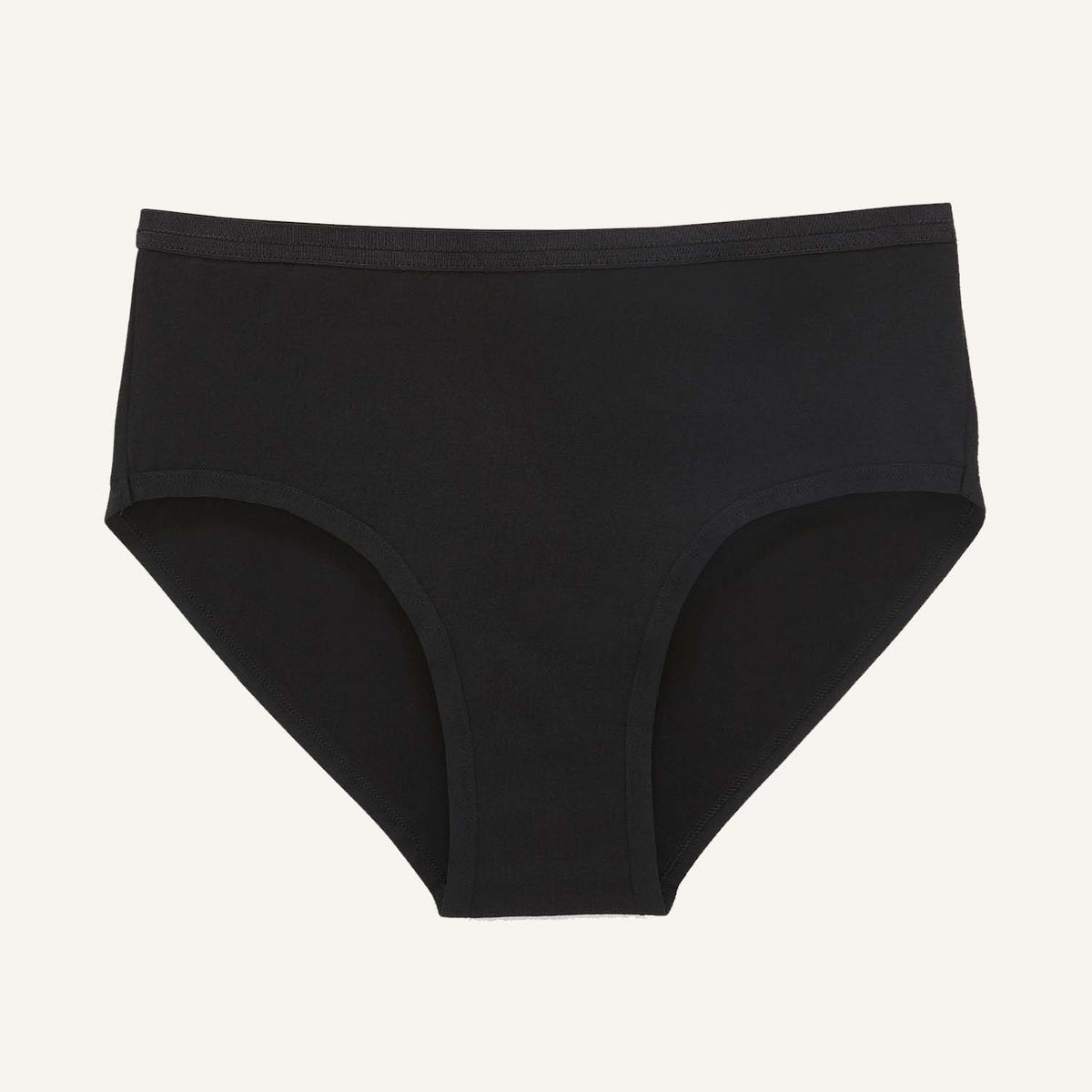 An organic cotton mid rise brief in carbon black color.