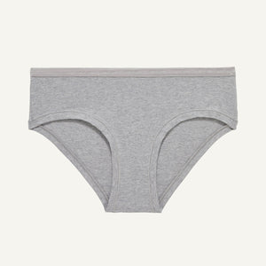 A pair of mid rise hipster underwear in lunar gray color.