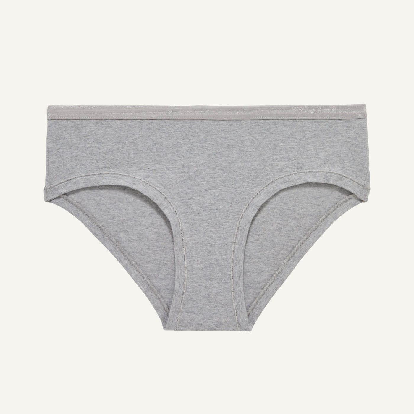 A pair of mid rise hipster underwear in lunar gray color.