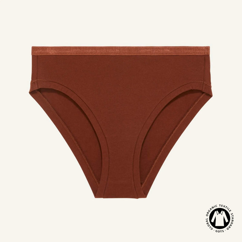 Organic Cotton Mid-Rise Bikini in Cacao