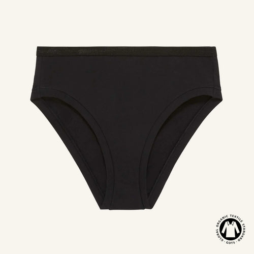 Organic Cotton Mid-Rise Bikini in Carbon