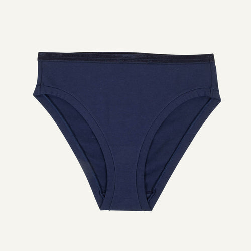 Organic Cotton Mid-Rise Bikini in Marine