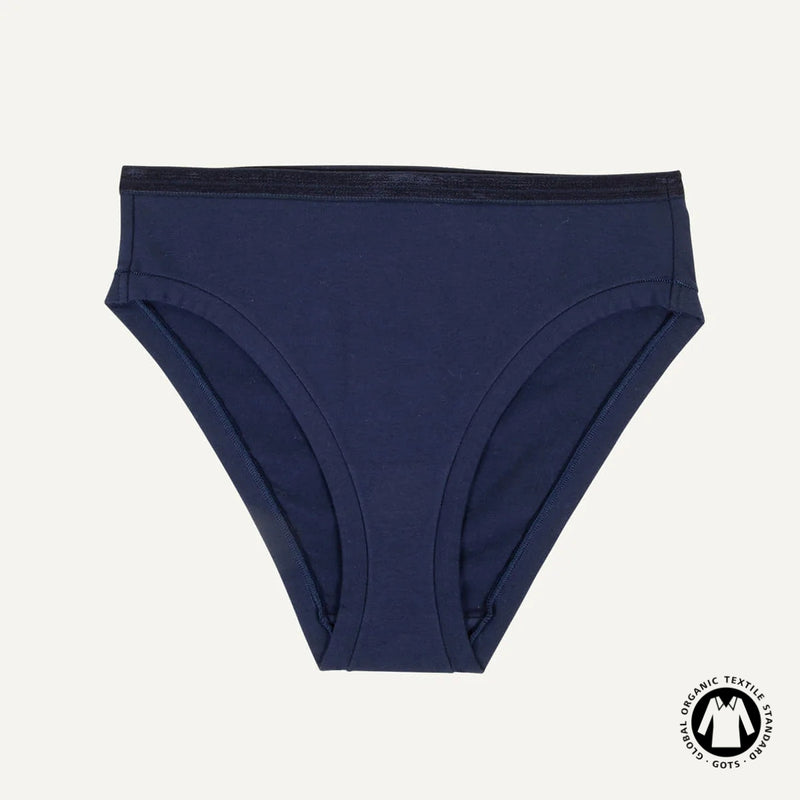 Organic Cotton Mid-Rise Bikini in Marine