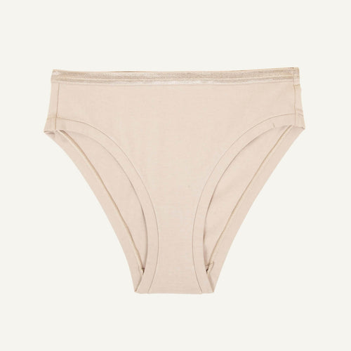 Organic Cotton Mid-Rise Bikini in Stone