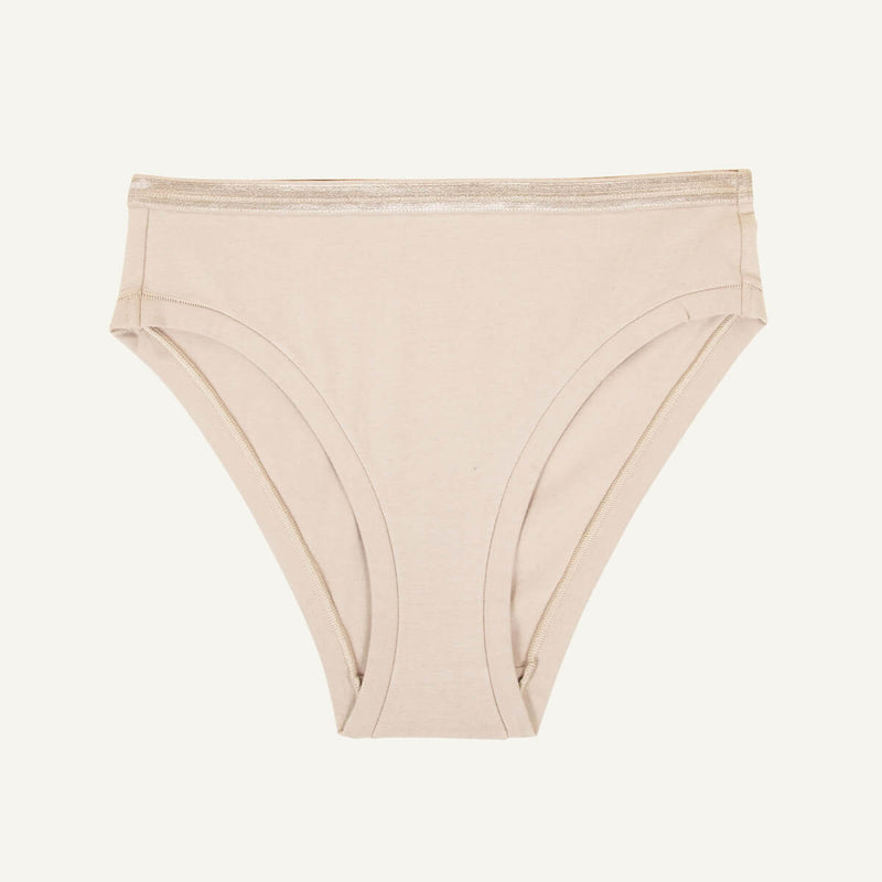Organic Cotton Mid-Rise Bikini in Stone