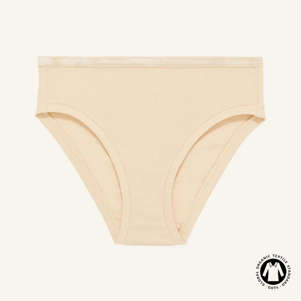 Organic Cotton Mid-Rise Bikini in Wheat