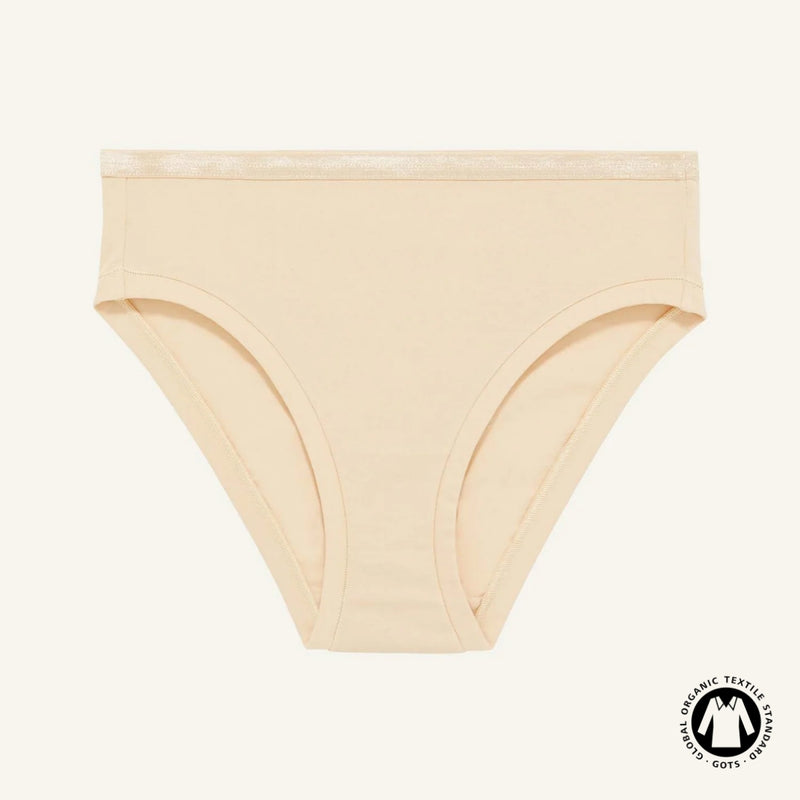 Organic Cotton Mid-Rise Bikini in Wheat