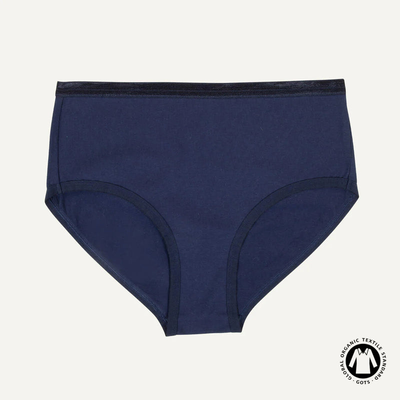Organic Cotton Mid-Rise Brief in Marine