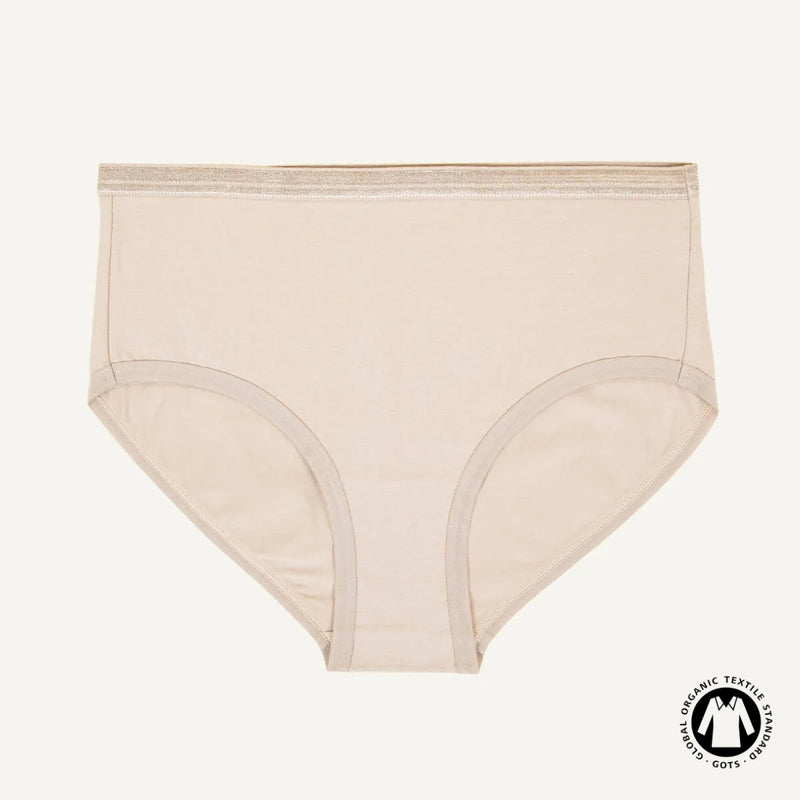 Organic Cotton Mid-Rise Brief in Stone