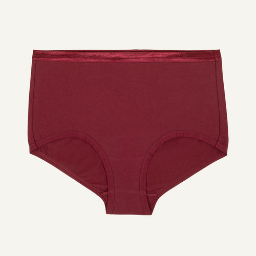 Organic Cotton Mid-Rise Retro Brief in Garnet